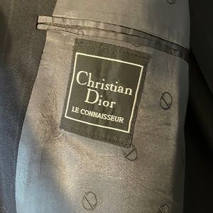 Christian Dior suit, black with stripes, 100% wool